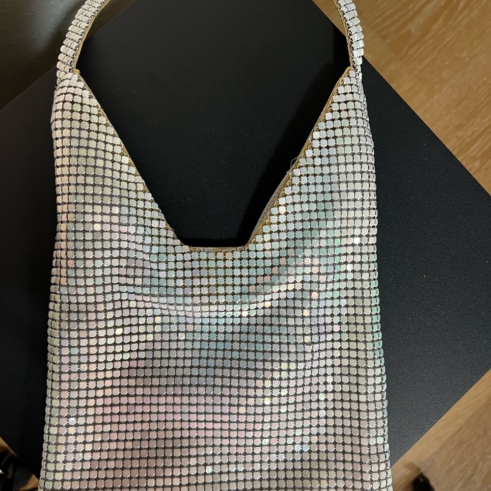 Vintage Y&S Iridescent Metal Handbag Shoulder Bag with magnetic button.